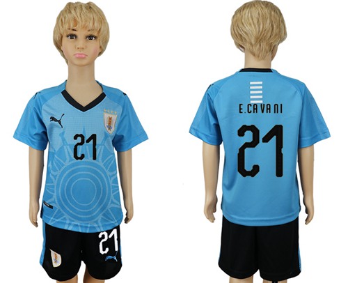 Uruguay #21 E.Cavani Home Kid Soccer Country Jersey - Click Image to Close